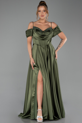 Abendkleid Lang Satin Khaki ABU6297