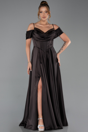 Abendkleid Lang Satin Braun ABU6297