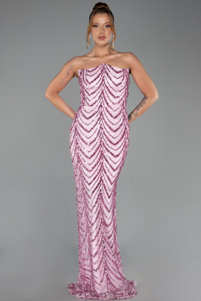 Abendkleid Lang Schuppig Puder ABU6298