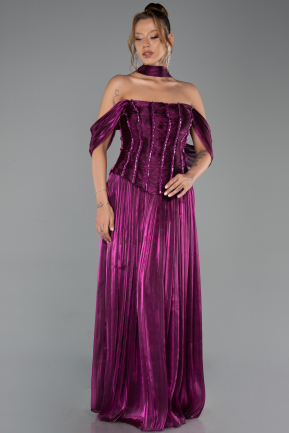 Abschlusskleid Lang Chiffon Fuchsie ABU6300