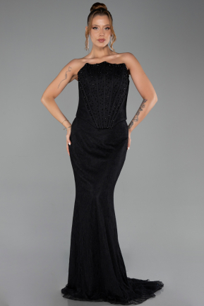 Abendkleid Lang Spitze Schwarz ABU6207
