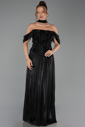 Abschlusskleid Lang Chiffon Schwarz ABU6300