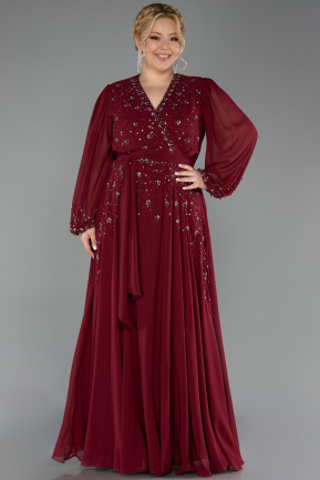 Weinrot Abendgarderobe İn Großen Größen Chiffon Lang ABU3075
