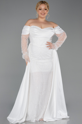 Abendkleid in Übergröße Perlenbesetzt Lang ABU6093