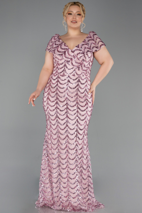 Abendkleid in Übergröße Lang Schuppig Puder ABU6282
