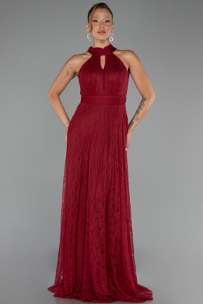 Abendkleid Lang Spitze Weinrot ABU6313