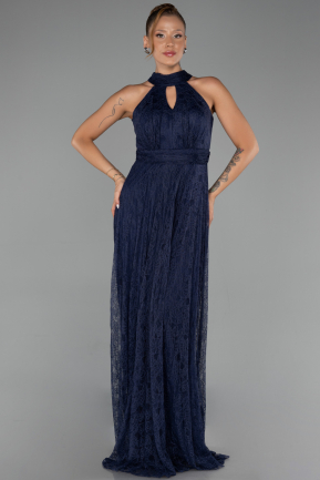 Abendkleid Lang Spitze Marineblau ABU6313
