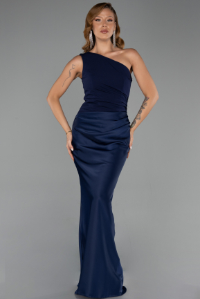Abschlusskleid Lang Satin Marineblau ABU6331
