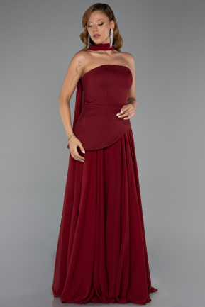 Weinrot Abschlusskleid Chiffon Lang ABU6042