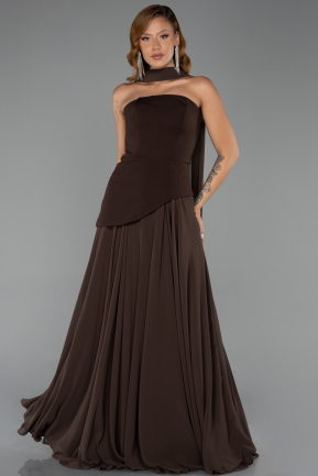 Braun Abschlusskleid Chiffon Lang ABU6042