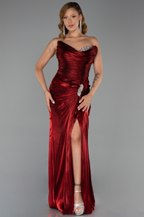 Abendkleid Lang Chiffon Weinrot ABU6336