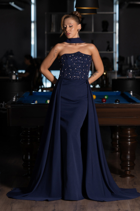 Abendkleid Lang Marineblau ABU6318