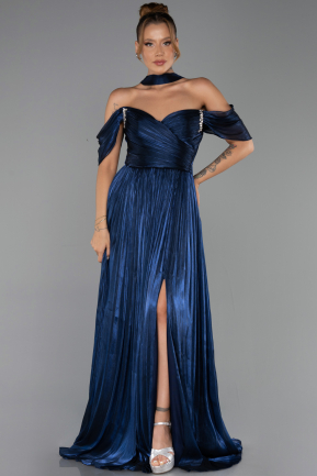 Abendkleid Lang Chiffon Marineblau ABU6342