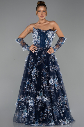 Abendkleid Lang Marineblau ABU6344
