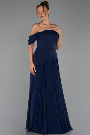 Abendkleid Lang Chiffon Marineblau ABU6345