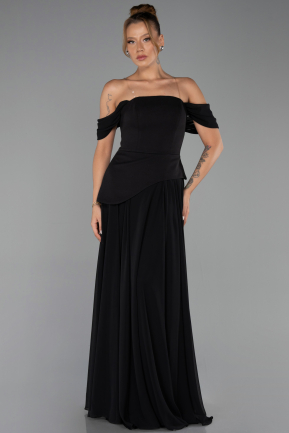 Abendkleid Lang Chiffon Schwarz ABU6345