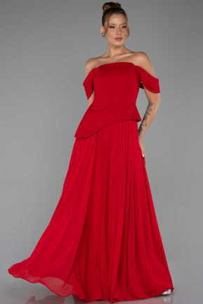 Abendkleid Lang Chiffon Rot ABU6345