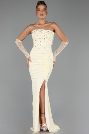 Abendkleid Lang Spitze Gelb ABU6355