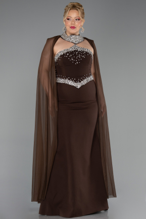 Abendkleid in Übergröße Lang Braun ABU6338
