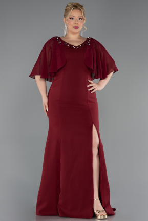Abendkleid in Übergröße Lang Weinrot ABU6353