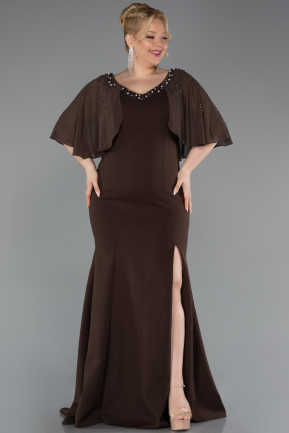 Abendkleid in Übergröße Lang Braun ABU6353