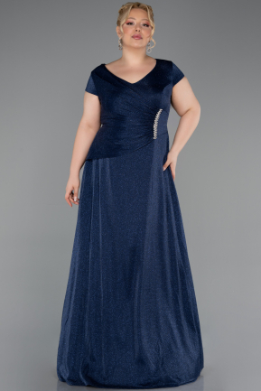 Abendkleid in Übergröße Lang Marineblau ABU6363