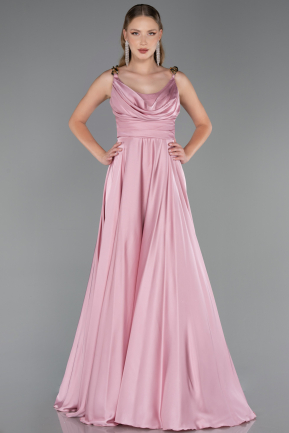 Abschlusskleid Lang Satin Puder ABU5146
