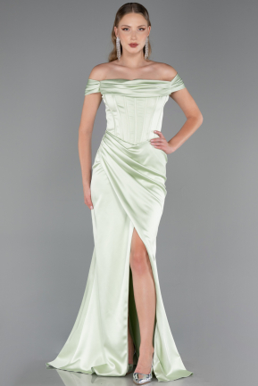 Abendkleid Lang Satin Minzgrün ABU5976