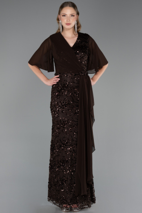 Abendkleid in Übergröße Lang Schuppig Braun ABU6373