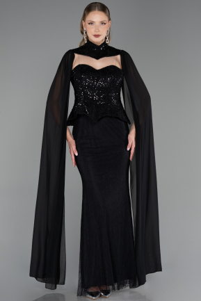 Abendkleid Lang Spitze Schwarz ABU6360