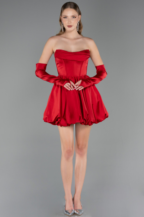 Partykleid Kurz Satin Rot ABK2672
