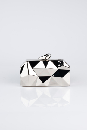 Abendtasche Metall Platin SH921