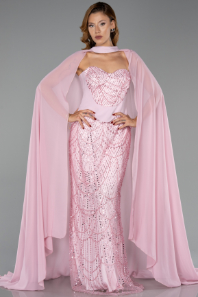 Abendkleid Lang Perlenbesetzt Puder ABU6372