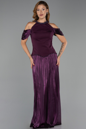 Abendkleid Lang Chiffon Pflaume ABU6402
