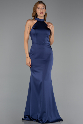 Abschlusskleid Lang Satin Marineblau ABU6406