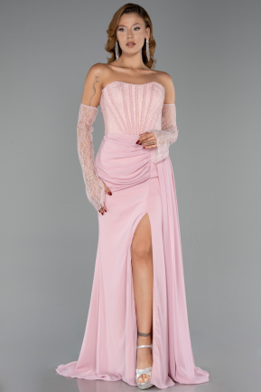 Standesamtkleid Lang Chiffon Puder ABU5791