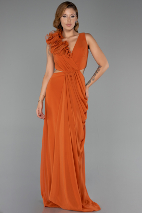 Abschlusskleid Lang Chiffon Ziegelrot ABU6354