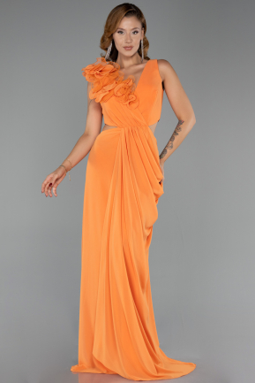 Abschlusskleid Lang Chiffon Orange ABU6354