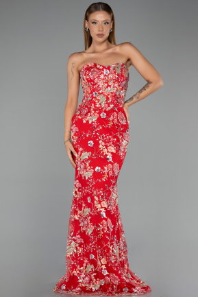Abendkleid Lang Rot ABU6421