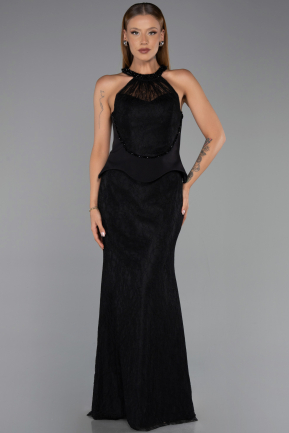 Abendkleid Lang Spitze Schwarz ABU6425