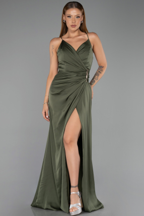 Abschlusskleid Lang Satin Khaki ABU6427