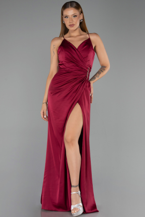 Abschlusskleid Lang Satin Kirschrot ABU6427