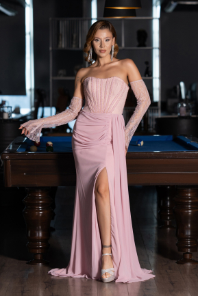 Standesamtkleid Lang Chiffon Puder ABU5791