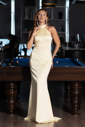 Abschlusskleid Lang Satin Gelb ABU6406