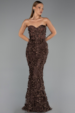Abendkleid im Meerjungfrau-Stil Lang Braun ABU6625
