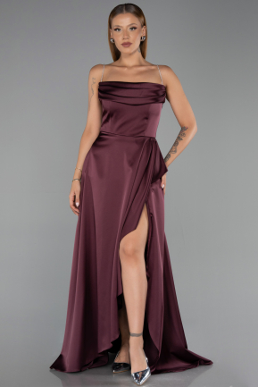 Abschlusskleid Lang Satin Pflaume ABU6130