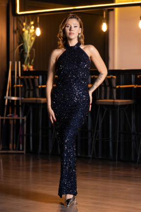 Abendkleid Lang Marineblau ABU6404