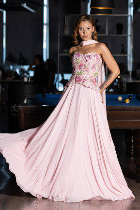 Abendkleid Lang Chiffon Puder ABU6391