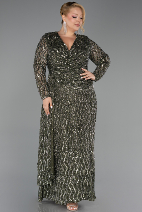 Abendkleid in Übergröße Lang Schuppig Khaki ABU6488
