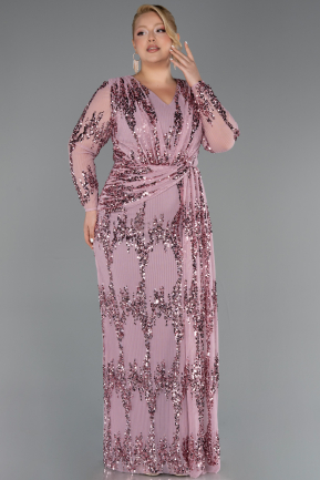 Abendkleid in Übergröße Lang Schuppig Puder ABU6493